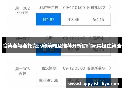 哈德斯与斯托克比赛前瞻及推荐分析助你赢得投注策略